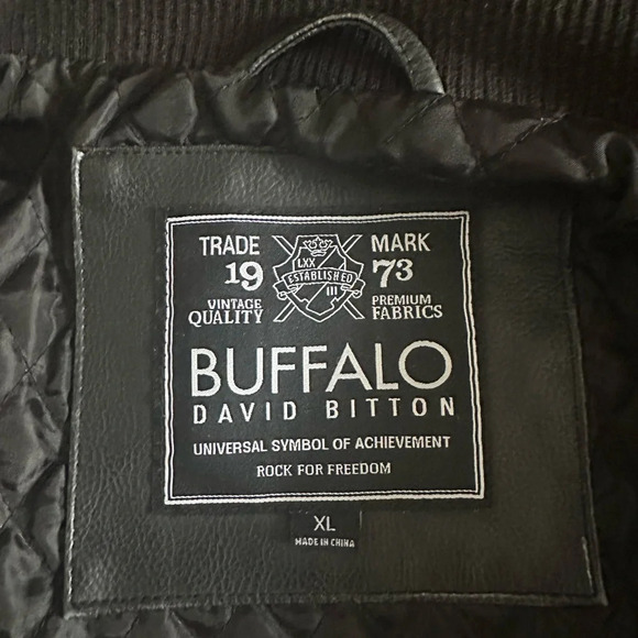 Men’s Buffalo David Bitton Vegan leather jacket. Bomber, black Good used XL - Picture 3 of 16
